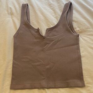 Brown Sleeveless Knit Top